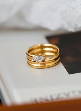 欧美复古不掉色马眼锆石戒指