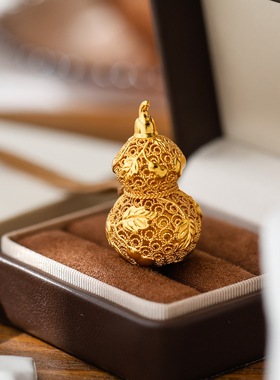 金店同款古法镂空掐丝葫芦项链