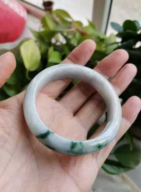 A货糯种牛奶底飘花翡翠手镯圈58.6性价比高 不还价，还价绕行
