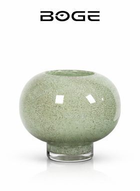 中古风玳瑁纹斑点玻璃花瓶摆件家居水培花器软装饰品绿色斑点水培