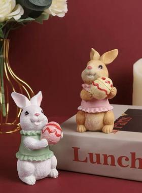 复活节兔子摆件花园庭院装饰工艺品窗台微观盆景装饰雕塑跨境现货