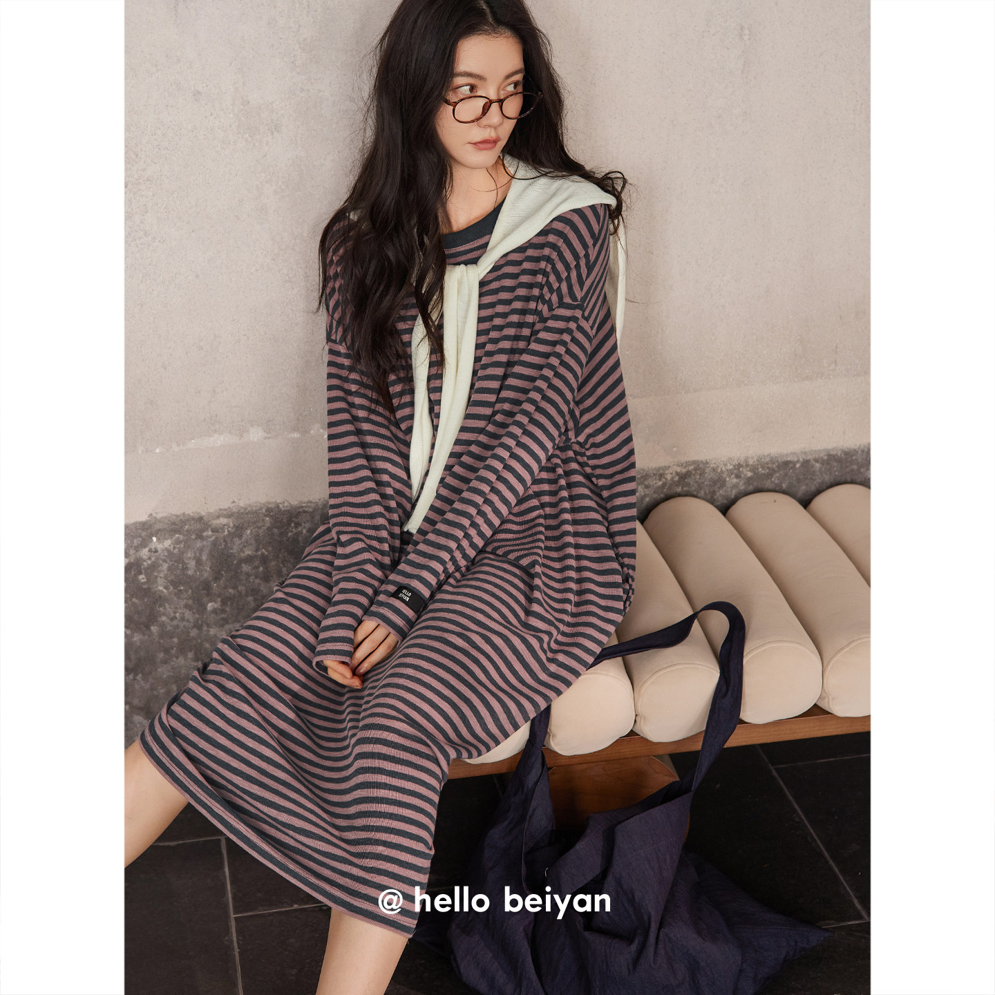 贝妍条纹情侣睡衣女春秋季柔软棉长袖睡裙宽松男士外穿家居服套装,淘宝优惠券,粉丝福利购,淘宝优惠卷