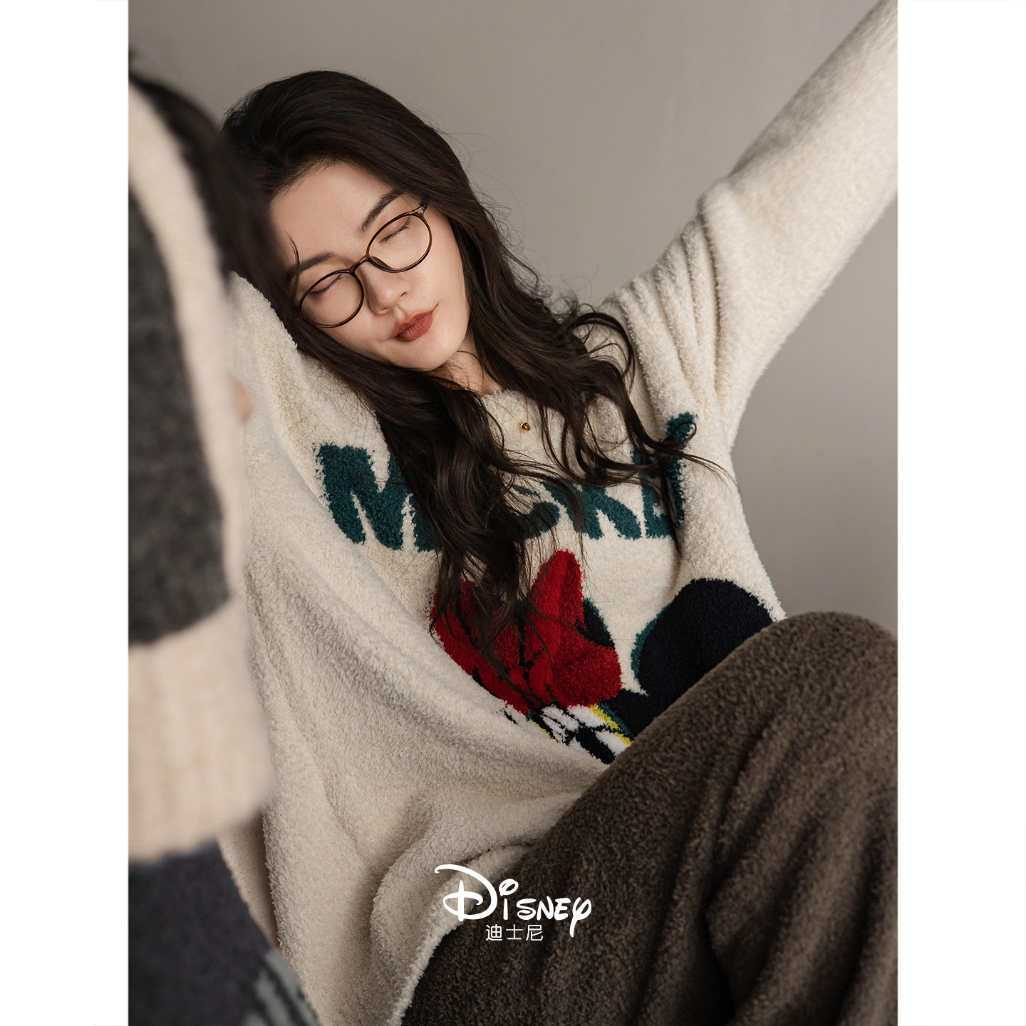 迪士尼情侣睡衣女秋冬季保暖半边绒长袖套装卡通米奇男外穿家居服,淘宝优惠券,粉丝福利购,淘宝优惠卷