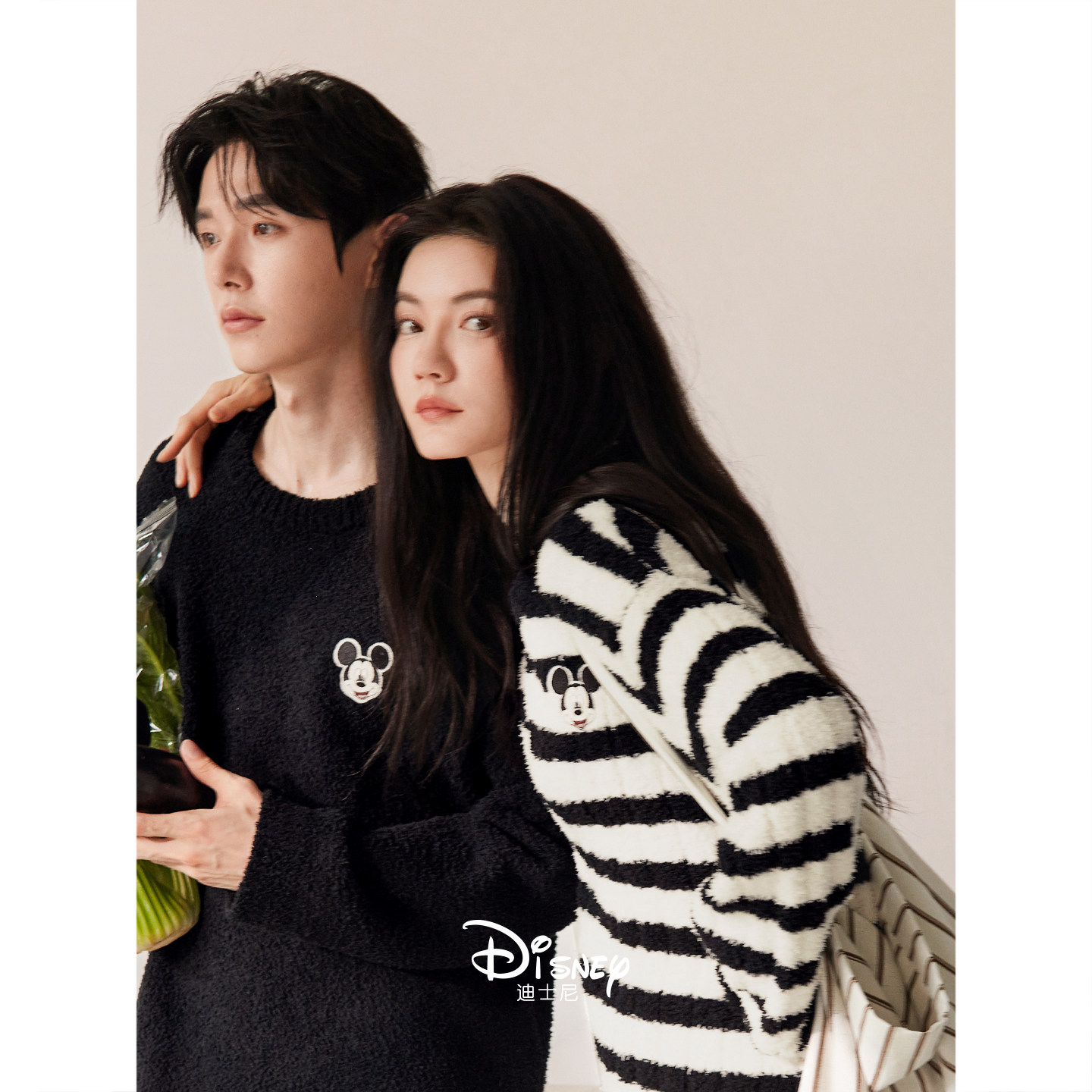 迪士尼情侣睡衣女秋冬季保暖半边绒条纹套装舒适慵懒男外穿家居服,淘宝优惠券,粉丝福利购,淘宝优惠卷