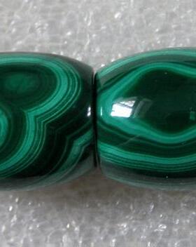 12.8克纯天然孔雀石散珠DIY/管珠/桶珠直径13*15.3毫米两粒统出