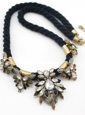 小众设计复古夸张镶钻大气编织链