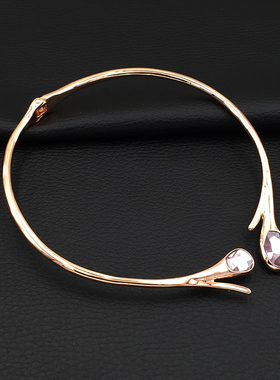 欧美现货玫瑰金开口项圈