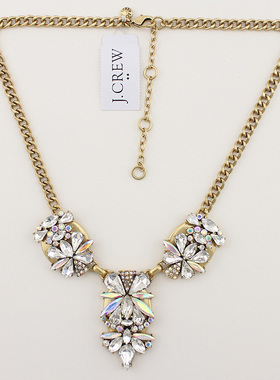 欧美设计感复古夸张白色水晶项链