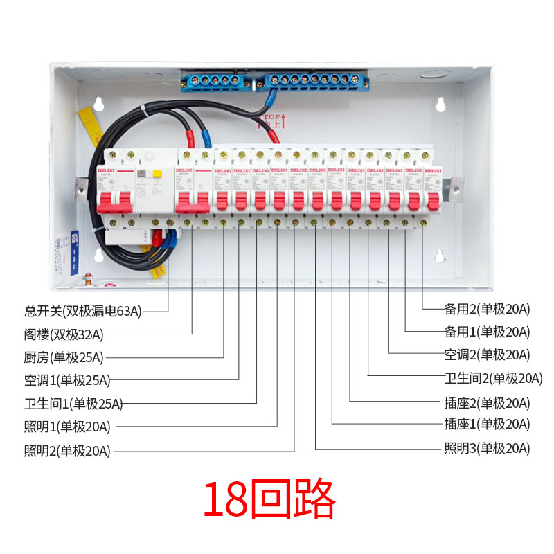 配电箱 家用PZ30-15  18回路成套德力西 明暗装空开断路器电箱盒 - 图2