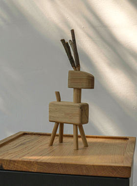 侘寂风实木摆件客厅玄关装饰品