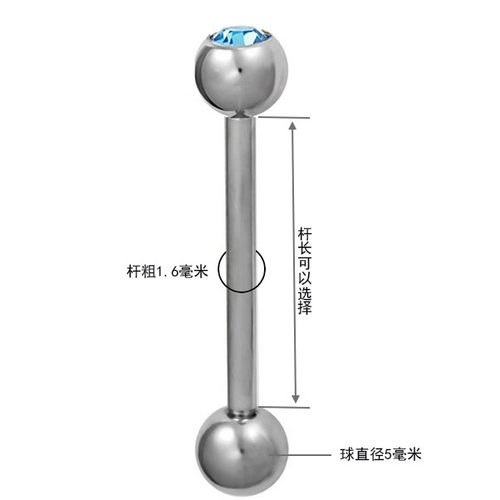 防过敏杠铃款舌环乳头钉乳环PA环嵌钻水晶舌钉舌环多用 单头钻 - 图3