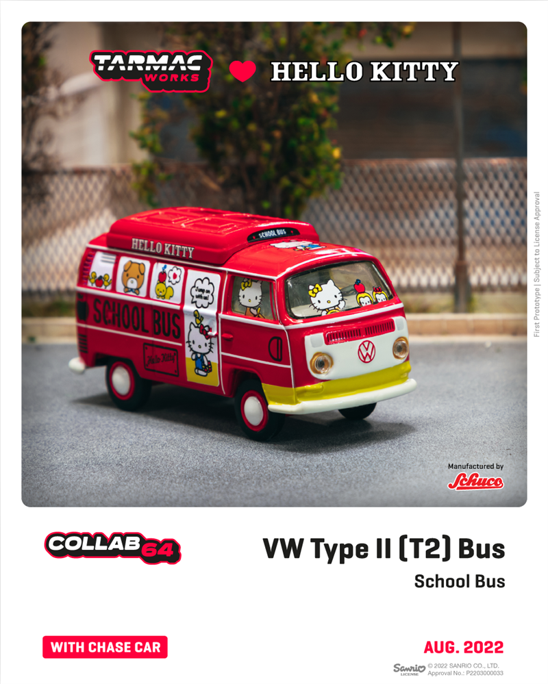 现货|大众 VW Type II T2 Bus Hello Kitty TARMAC 1/64 车模型 - 图0