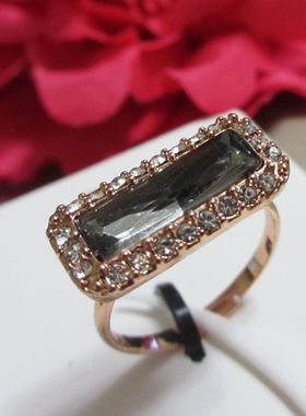 出口外贸饰品欧美时尚百搭派对礼服表演镂空镶钻仿宝石戒指