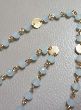 出口外贸饰品欧美时尚百搭派对夜店镂空串珠圆片长项链毛衣链