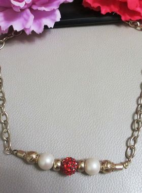 出口外贸饰品欧美时尚夸张派对夜店表演镶钻仿珍珠流苏项链