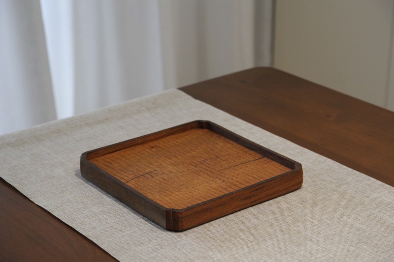 手工柚木正方形托盘整木雕琢纯实木茶盘日式简约家用无拼接木刻