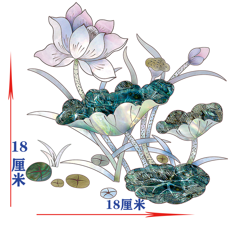 螺钿贴纸水转印贴纸上海大盟水移画家具改造DIY神器冰清玉洁荷花-图3