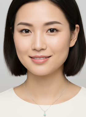 天然薄荷绿色碧玺宝石吊坠锁骨链