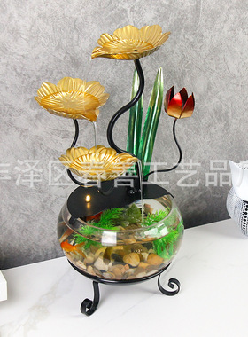 桌面鱼缸流水摆件喷泉循环水室内办公室简约流水摆件装饰品
