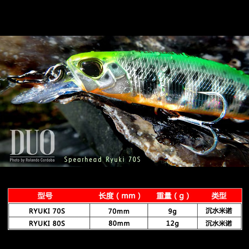 日本进口DUO SPEARHEAD RYUKI 60S 70S 80S路亚饵矛头沉水米诺-图0