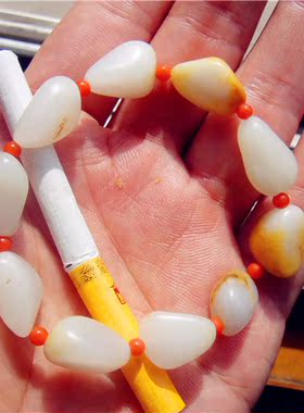 25.5克新疆和田玉籽料一级白原石籽料手串手链