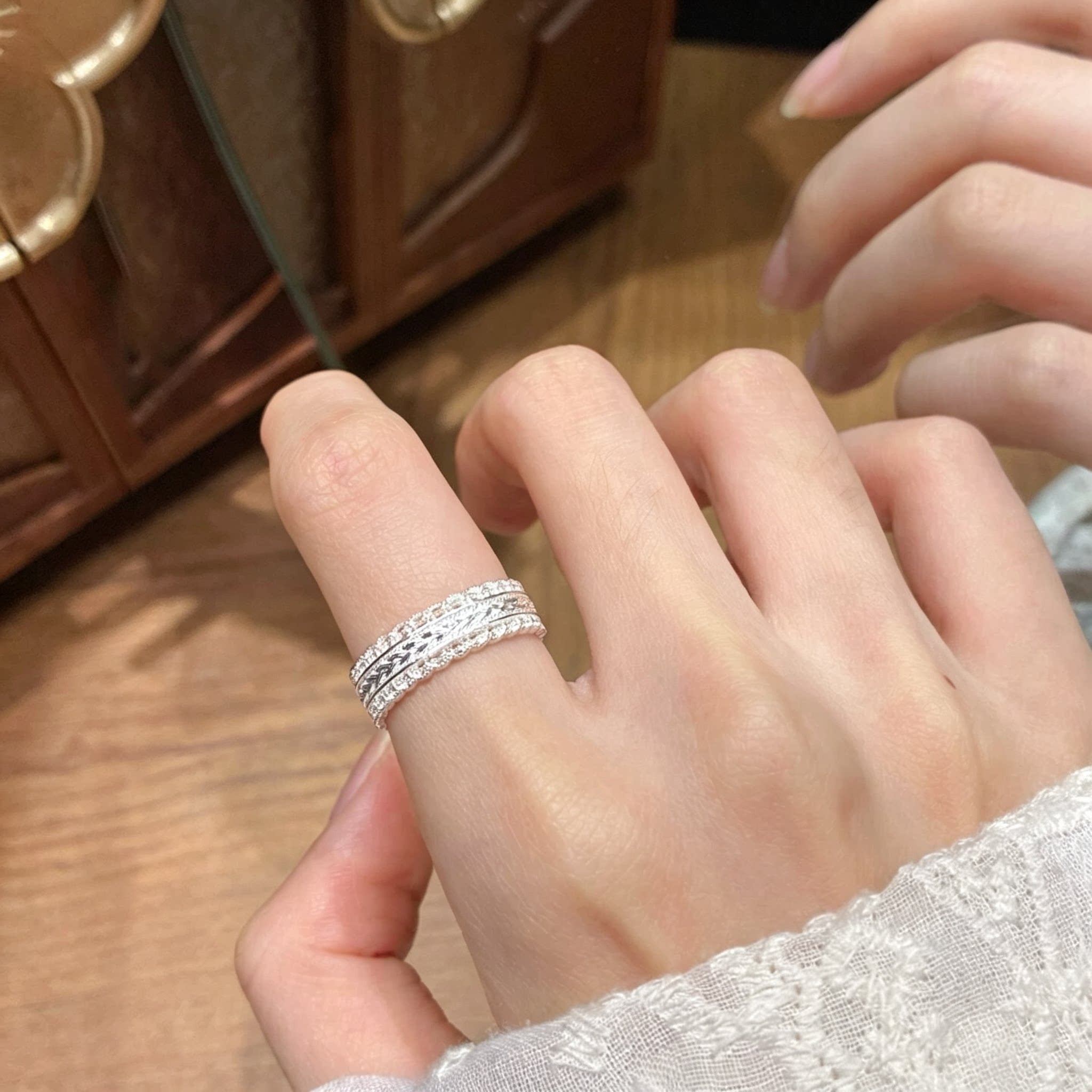 Pure silver 999 wheat ear filigree ring attracts wealth and luxury