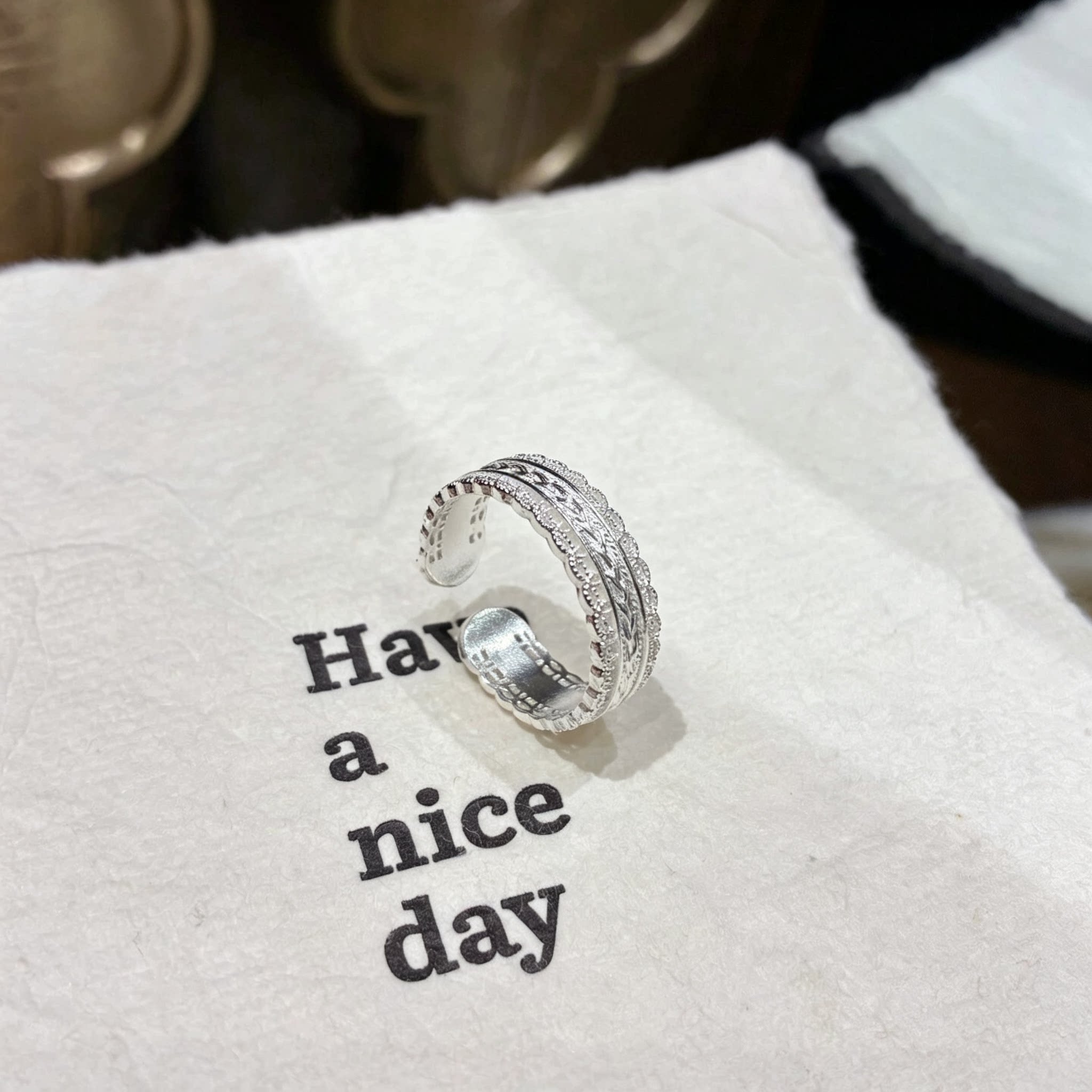 Pure silver 999 wheat ear filigree ring attracts wealth and luxury