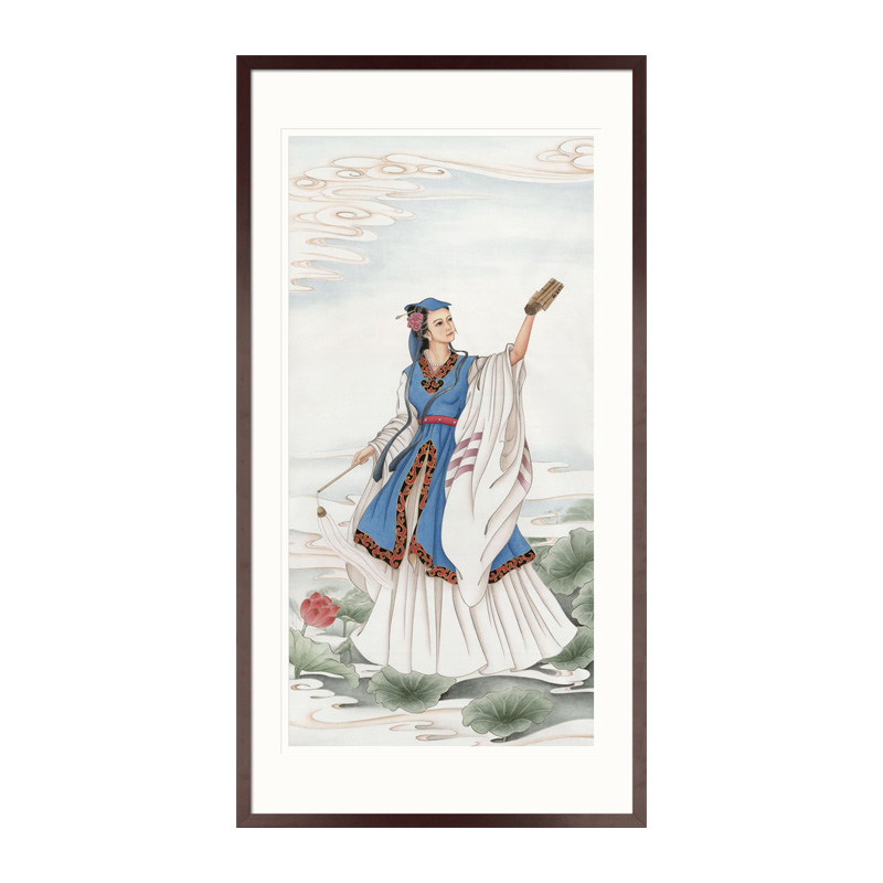 工笔神仙人物国画九天玄女娘娘画像水陆画玄关新中式卷轴画框挂画-图3