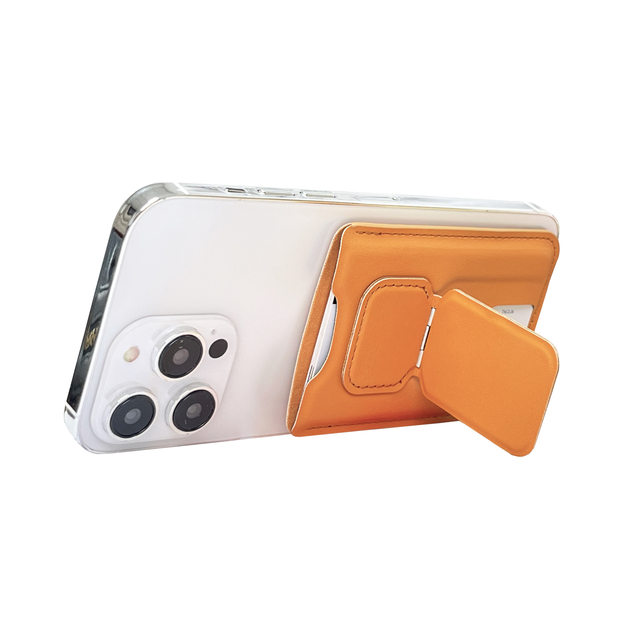 Folding magnetic phone back sticker card holder PU leather card holder bag business bank bus card sticker custom logo