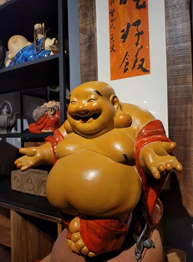 皆大欢喜笑佛大肚弥勒佛像石湾公仔陶瓷工艺品摆件家居装饰品客厅