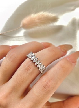 霖琅跨境爆品s925纯银戒指锆石满钻排戒小众高级高碳钻戒指女批发