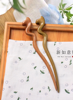 古风发簪桃木手工简约丸子头
