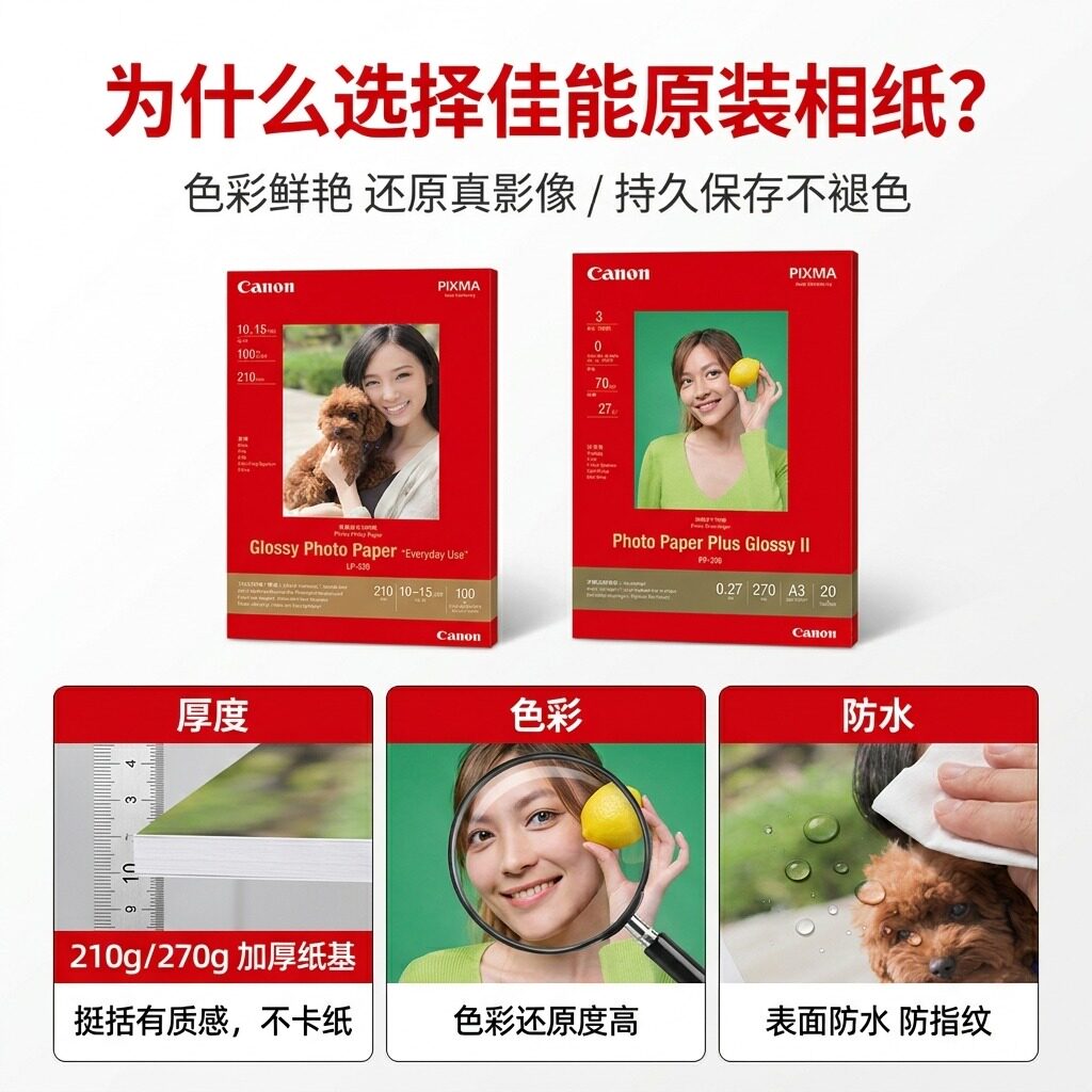 原装佳能GP-508照片纸 PP-208光面相纸 喷墨打印机6寸照片纸正品