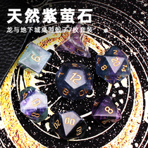 Dragon and Underground City DnD Purple Fluorite Natural Gem TRPG Ksuru Run Team COC Table Cruise Dice