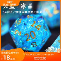 Sky blue ice crystal dice suit dragon with underground city DnD acrylic RPG Ksuru Run group table parade digital color