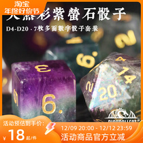 Natural Color Purple Fluorite Stone Ore Table Cruise Dice Dragon with Underground City DND Ksuru COC Run Team Color Custom