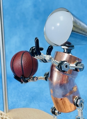 篮球装饰桌面摆件机器人手办运动男生礼物氛围灯迷你篮板篮球架