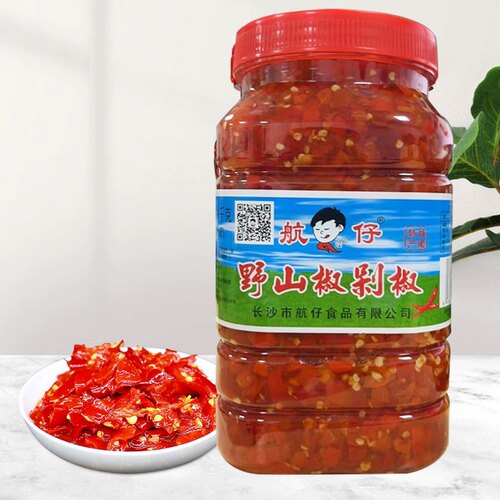 湖南特产 航仔乡里剁椒酱1.9kg 炒菜手剁碎辣椒 拌粉拌面鲜辣椒 - 图0
