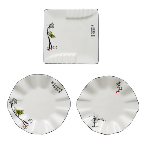 菜盘家用陶瓷盘子饭店黑边餐具北欧创意菜碟子ins荷叶盘定制复古 - 图3