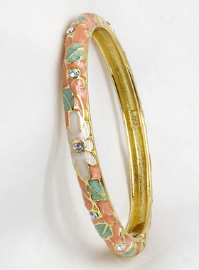 开口时尚风镀金掐丝景泰蓝手镯