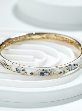复古女铜掐丝珐琅彩景泰蓝手镯细