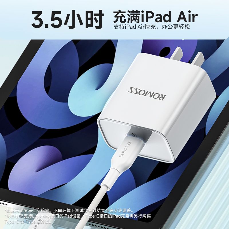 罗马仕充电器PD快充头20W适用于苹果14iPhone13插头12pormax11xr闪充手机ipad9快速mini数据线套装typec - 图2