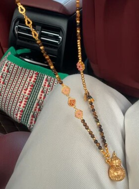 网红沙金点钻爆闪香囊葫芦吊坠diy招财虎眼石项链新中式福禄