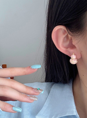 原创清新时尚滴油珐琅四叶花粉色葫芦串珠项链轻奢小众百搭毛衣链