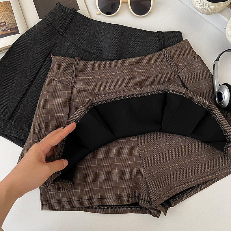 美式复古格纹高腰显瘦半身裙防走光短裙百褶裙a字裙女裤裙小个子,淘宝优惠券,粉丝福利购,淘宝优惠卷