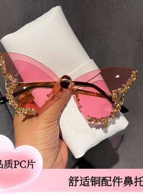 2025新款镶钻蝴蝶太阳眼镜