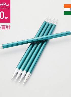 KnitPro Zing 15cm/20cm 双头直针进口多彩铝制棒针直针 编织工具