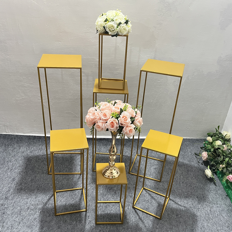 婚庆铁艺路引结婚道具铁皮架子金色方框花柱婚礼布置装饰摆件花架 - 图0