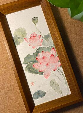 手绘国画新中式荷花莲花