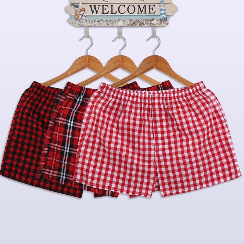 三条装阿罗裤本命年大红内裤男士纯棉宽松透气大码梭织内裤平角裤,淘宝优惠券,粉丝福利购,淘宝优惠卷